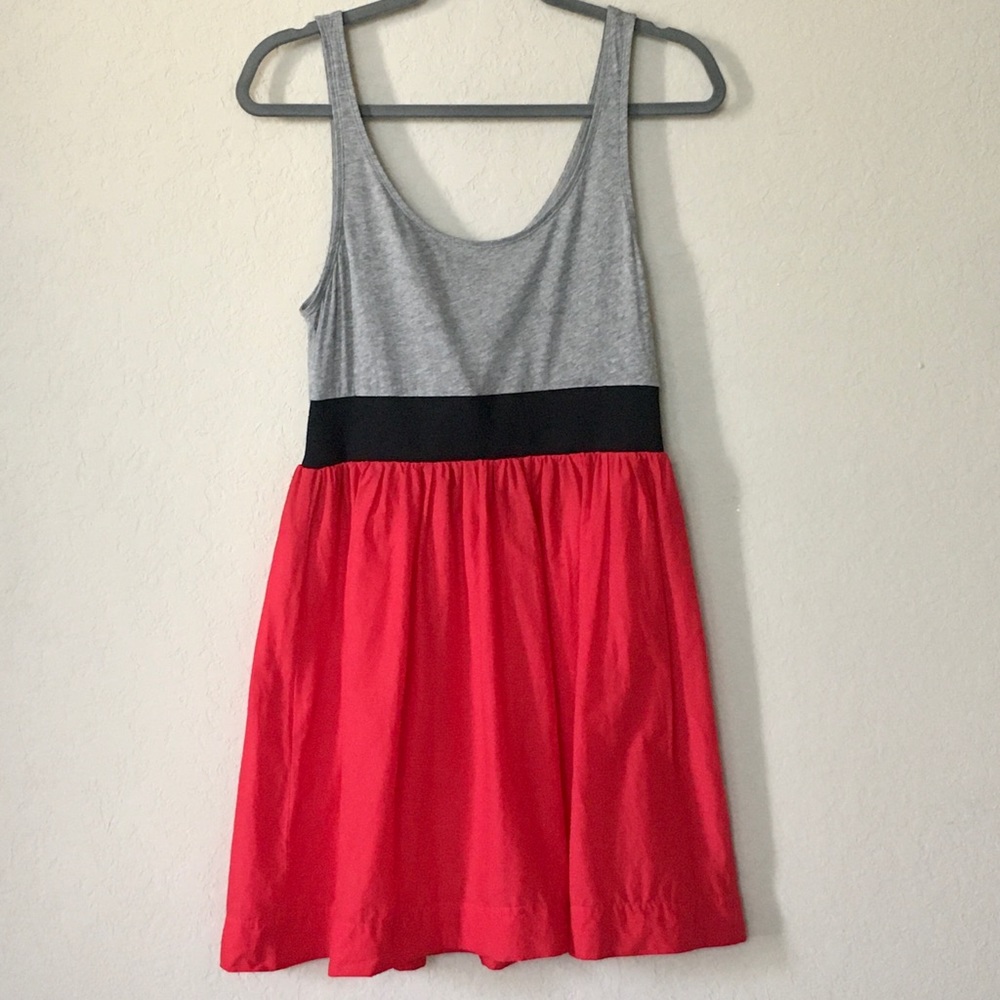 Theory Colorblock Mini Dress in Gray & Red | EUC